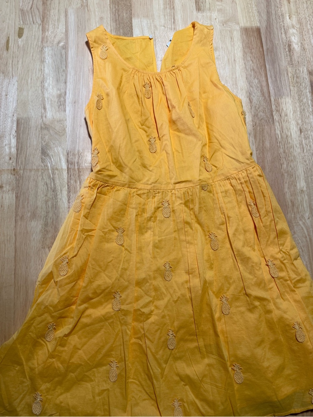 J. Crew Bright Yellow Pineapple-Embroidered Sleeveless Sundress